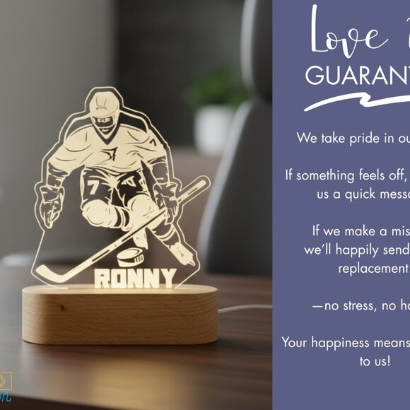 Hockey Night Light – Personalized LED Sports Room Lamp - Picture 6 of 8